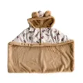 Mantello per animali domestici con orecchie d'orso caldo morbido peluche coperta marrone - M: 55*55 cm / Orsetto in pile di coniglio beige