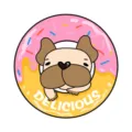 Süße Bulldogge runder Teppich Cartoon Donut Haustier Fußmatte rutschfeste Schlafzimmer Deko - Durchmesser: 100 cm / Rosa Donut