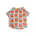 Nettes Sommer Haustier T-Shirt aus atmungsaktivem Mesh mit Retro Blumenmuster für Hunde. - S / Rote kleine Blume