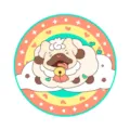 Runde Cartoon französische Bulldogge Fußmatte, süßer Haustier Kristall Samt Teppich. - Durchmesser: 60 cm / Regenbogen Schaf