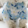 Sommer kühlendes Mesh Haustier Hund T-Shirt atmungsaktiv Blumenmuster Welpenkleidung - FB / Blaue Kleine Blume