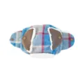 Simpatico cappello invernale a quadri per cani con calda fodera in pile e paraorecchie pet moda. - Taglia S / Cappello / Blu