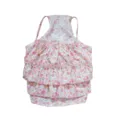 Süßes Sommer Blumen Haustier Hund Trägerkleid Baumwolle gestuftes Kuchenkleid für kleine Hunde - S / Rosa