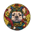 Round Cartoon French Bulldog Floor Mat Chinese Warrior Style Non-slip Rug Pet Mat Cute - Right-Hand Door God