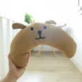 Brown cartoon dog plush pillow, cute crescent shape pet chin rest and sleep support. - Sunlight Yellow