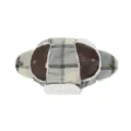 Winter warm pet trapper hat with plaid pattern, brown ear flaps and soft fleece lining for dogs. - S / Hat / Gray