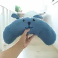 Blue cartoon dog plush pillow, comfortable crescent shape pet chin rest for sleeping support. - Light Lake Blue