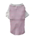 Niedliches Haustier gestreiftes T-Shirt für Hunde und Katzen, rosa-blau mit weißem Kragen. - M / Weiße Ärmel mit rosa-grauen Streifen