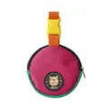 Round pet waste bag holder, leather dog poop bag dispenser with strap and buckle. - One Size (Includes 1 Roll of Poop Bags) / Rose Red & Green