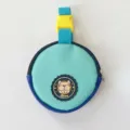 Round pet waste bag holder portable dog treat pouch with buckle in teal blue color SKU - One Size (Includes 1 Roll of Poop Bags) / Blue