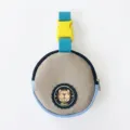 Round pet poop bag pouch with blue strap and yellow buckle for dog walking outdoor use - One Size (Includes 1 Roll of Poop Bags) / Light Gray + Light Blue