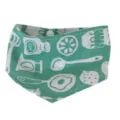 Green pet bandana with cute kitchen pattern, soft fabric dog bib for daily wear and styling. - Green Tableware