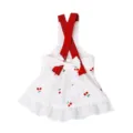 Süßes weißes Haustierkleid mit Kirschenstickerei und roten Trägern für kleine Hunde und Katzen. - S / Rotes Trägerkleid [Kirsch-Design]