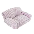 Cozy striped plush pet sofa bed for cats and small dogs warm sleeping couch furniture - One Size / Purple