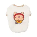 Gemütlicher Haustier-Winterfleece-Hoodie mit süßer Cartoon-Bestickung für warme Hunde. - S / Weiß
