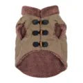 Braune Kord-Haustierweste mit Plüsch-Fleece-Futter und Dufflecoat-Knöpfen für Hunde im Winter warm - S / Grün