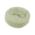 Rundes Plüsch Haustierbett mit Knochenkissen, dickes weiches Kaninchen-Samt Hundebett Katze. - Rundes Kissen S: 60 cm / Matchagrün