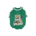Grün-weißer Hunde Baseball Hoodie, warme Fleece Hundekleidung mit süßem Kronen Hundeprint. - S / Grün