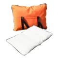 Tappetino da campeggio pieghevole per animali con borsa arancione e cuscino in pile bianco. - Arancione (Peluche)