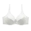 Plus size white lace ultra-thin bra with floral embroidery and supportive wide straps. - 38E/85E / White