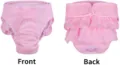 Pink dog sanitary pants with cute ruffles and adjustable magic tape for female dogs pets diapers. - S / Pink