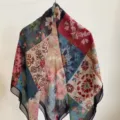 Floral patchwork square scarf, lightweight thin fabric, stylish summer travel accessory. - ZS-7