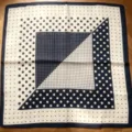 French old money style square silk scarf, classic navy blue and white polka dot design, 70cm. - HX-9
