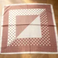 French vintage pink polka dot square silk scarf elegant neckerchief for women accessory - HX-11