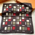 French vintage geometric silk square scarf elegant women luxury neckerchief accessory 70cm - HX-14