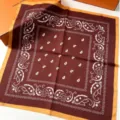 French old money style square silk scarf with elegant paisley pattern and chic contrast border. - HX-18