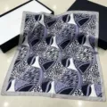 French old money style silk square scarf with chic geometric animal print for women neck. - HX-19
