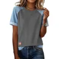 S / Hauts / Style Patchwork Denim Gris Clair (WTA415)