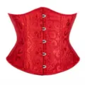 Red vintage corset waist trainer shapewear for women jacquard gothic underbust bustier - XS / Red