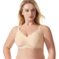 Women's plus size seamless push up bra with fashionable scalloped edges in comfortable nude fit. - S / Nude