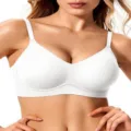 Women white seamless wireless bra, comfortable push-up t-shirt bralette with support. - 3XL / White