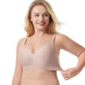 Plus size seamless bra for women, comfortable push-up scalloped edge wireless nude undergarment. - S / Bubble Pink