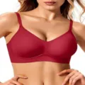 Women wireless jelly bra, seamless push up t-shirt bra with comfortable support in red. - 3XL / Red