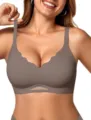 Soutien-gorge sans armatures grande taille sans coutures bord festonné et bon maintien. - S / Gris