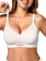Soutien-gorge push-up sans couture pour femme bord festonne sous-vetement quotidien - S / Blanc