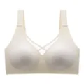 Reggiseno senza cuciture con spalline larghe e mesh per donne, taglie forti comfort - Champagne