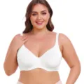 Plus size wireless sports bra for women, comfortable daily wear white underwear basic style. - S / White