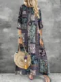 3XL / Dresses / Blue Yellow Bohemian Print (AK-0553- 3)