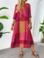3XL / Dresses / Red Green Color Block Checkered (AK-0553- 4)