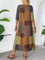 S / Dresses / Green Blue Color Block Plaid (AK-0553-1)