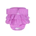 Cute pink ruffled female dog physiological pants, washable pet diaper for small dogs. - S / Purple