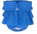 Comfortable blue ruffled dog sanitary pants female pet physiological diaper reusable puppy diaper. - S / Blue