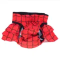 Spiderweb pattern dog sanitary pants with cute ruffles, breathable and comfortable pet diaper. - XS / Red Spider Web