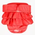 Red ruffled female dog physiological pants pet sanitary diaper with adjustable waist strap - Red