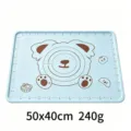 Thickened food grade silicone kneading mat with scale markings and bear design for baking. - Cartoon Bear Anti-Overflow Edge / 50x40cm / Sky Blue