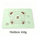 Silicone baking mat for kneading dough, non-slip pastry mat with measurements, kitchen tool. - Cartoon Bear Flat Style / 70x50cm / Olive Green